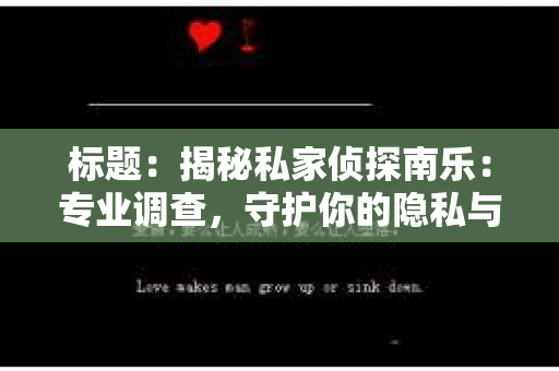 标题：揭秘私家侦探南乐：专业调查，守护你的隐私与权益