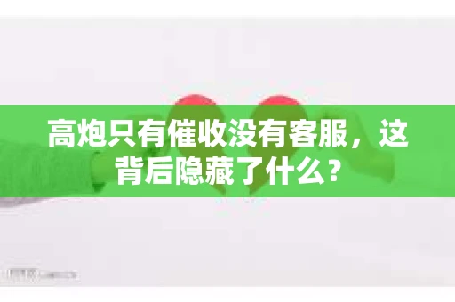 高炮只有催收没有客服，这背后隐藏了什么？