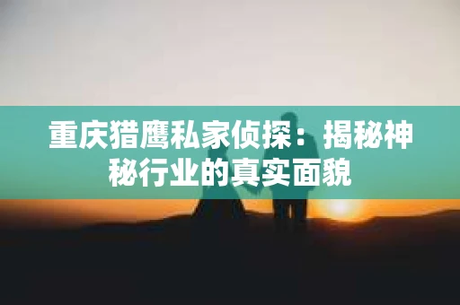重庆猎鹰私家侦探：揭秘神秘行业的真实面貌