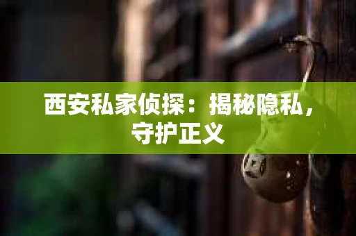 西安私家侦探：揭秘隐私，守护正义